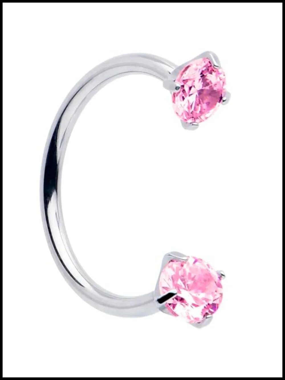 Solid Titanium Horseshoe Nose Ring Internally Threaded CZ 20G